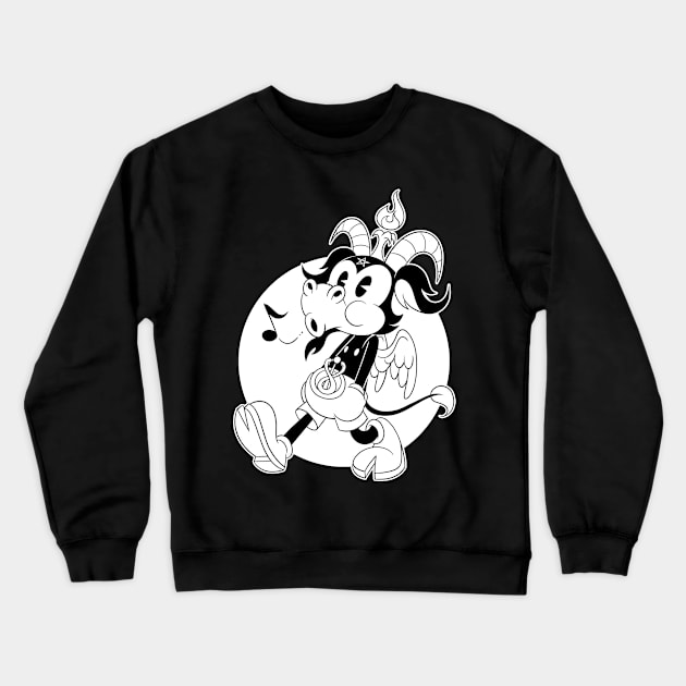 Blackcraft Atheist Baphomet black goat whistling old Cartoon Crewneck Sweatshirt by Juandamurai